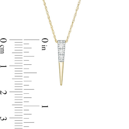 0.1 CT. T.W. Natural Diamond Elongated Triangle Pendant in 10K Yellow Gold