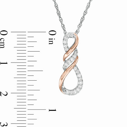 0.17 CT. T.W. Natural Diamond Infinity Flame Pendant in Sterling Silver and 10K Rose Gold