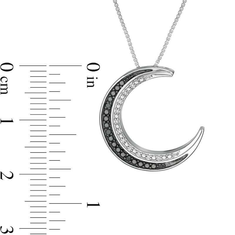 0.05 CT. T.W. Enhanced Black and White Natural Diamond Crescent Moon Pendant in Sterling Silver and Black Rhodium