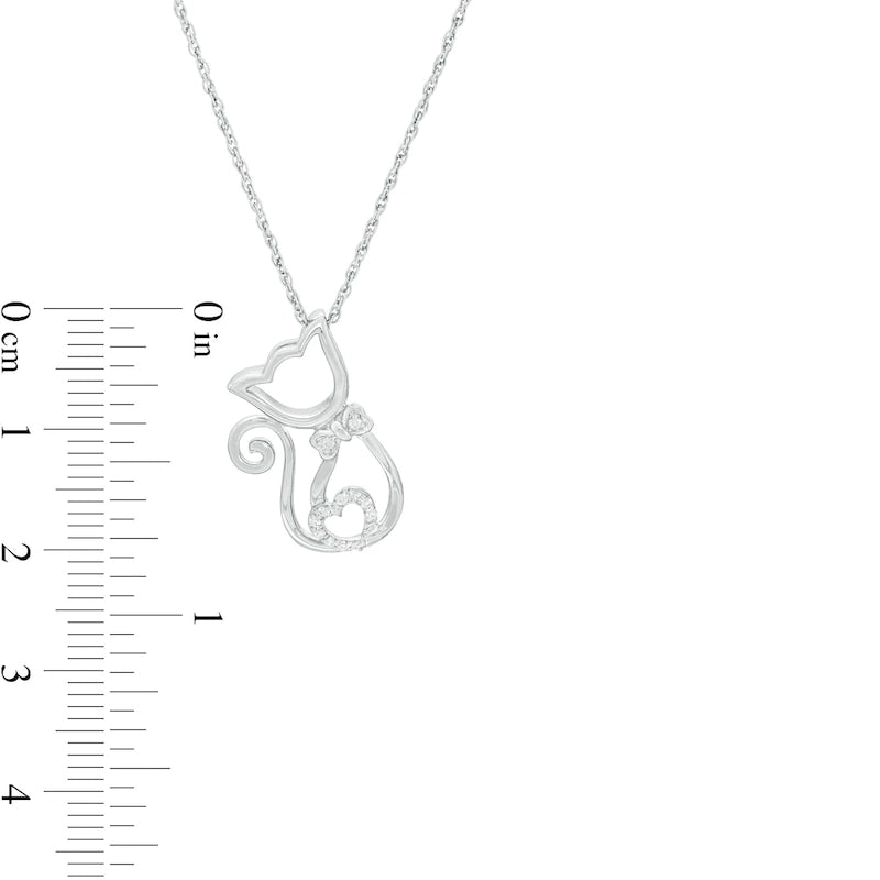 0.05 CT. T.W. Natural Diamond Outline Cat Curly Tail Pendant in Sterling Silver