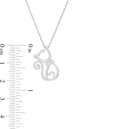 0.05 CT. T.W. Natural Diamond Outline Cat Curly Tail Pendant in Sterling Silver