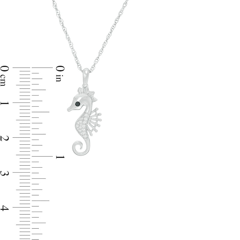 0.05 CT. T.W. Enhanced Black and White Natural Diamond Seahorse Pendant in Sterling Silver