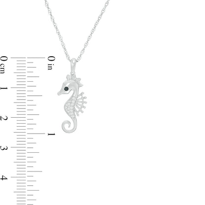 0.05 CT. T.W. Enhanced Black and White Natural Diamond Seahorse Pendant in Sterling Silver
