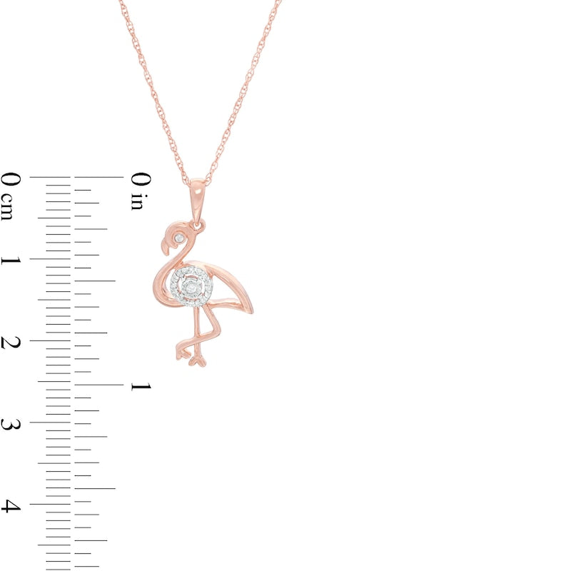 Natural Diamond Accent Outline Flamingo Pendant in 10K Rose Gold