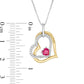 4.0mm Lab-Created Ruby and White Sapphire Tilted Double Heart Pendant in Sterling Silver and 14K Gold Plate