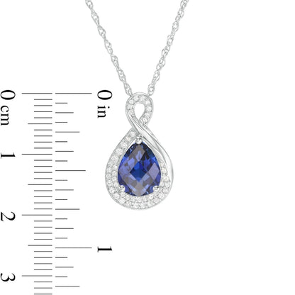 Pear-Shaped Lab-Created Blue and White Sapphire Infinity Pendant in Sterling Silver