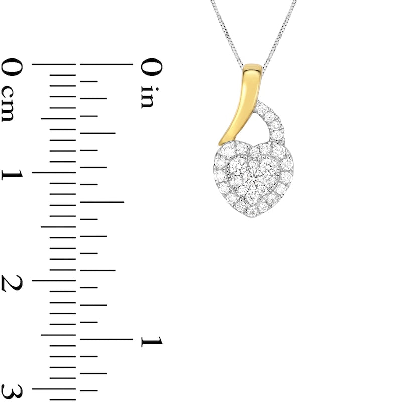 0.17 CT. T.W. Natural Diamond Frame Heart Pendant in 10K Two-Tone Gold