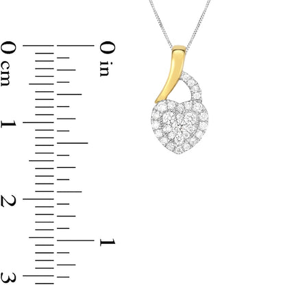 0.17 CT. T.W. Natural Diamond Frame Heart Pendant in 10K Two-Tone Gold