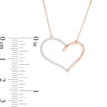 0.13 CT. T.W. Natural Diamond Heart Outline Necklace in 10K Rose Gold
