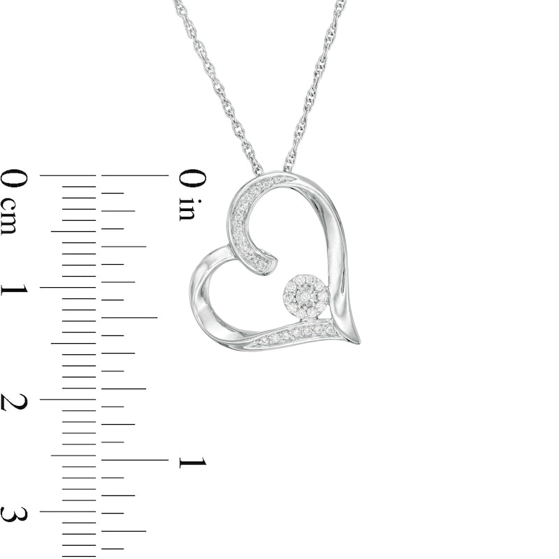 0.1 CT. T.W. Composite Natural Diamond Tilted Heart Outline Pendant in Sterling Silver