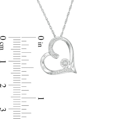 0.1 CT. T.W. Composite Natural Diamond Tilted Heart Outline Pendant in Sterling Silver