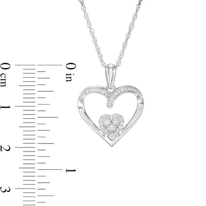 0.1 CT. T.W. Composite Natural Diamond Double Heart Pendant in Sterling Silver