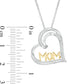 0.05 CT. T.W. Natural Diamond Tilted Heart "MOM" Pendant in Sterling Silver and 10K Yellow Gold