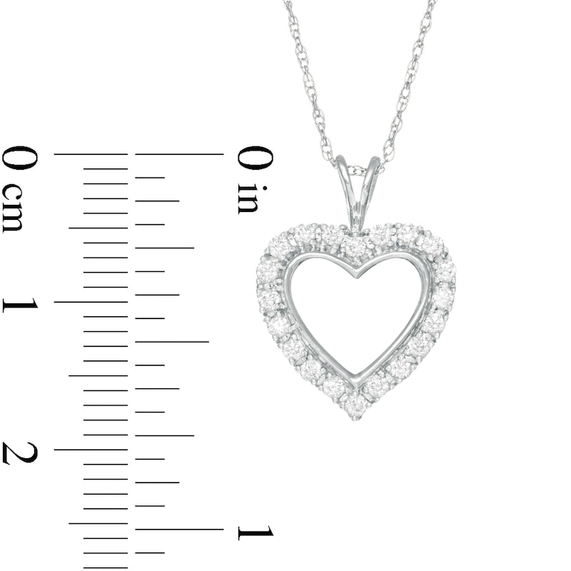 0.25 CT. T.W. Natural Diamond Heart Outline Pendant in 10K White Gold