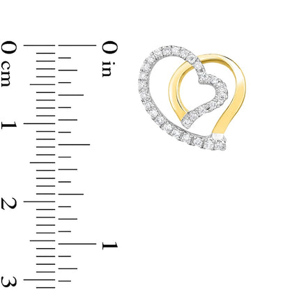 0.17 CT. T.W. Diamond Heart Stud Earrings in 10K Two-Tone Gold