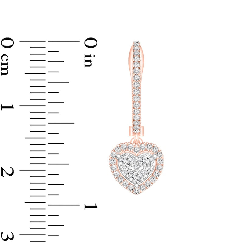 0.38 CT. T.W. Composite Diamond Heart Frame Drop Earrings in 10K Two-Tone Gold