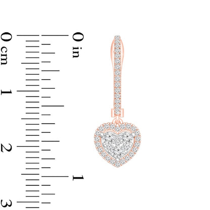 0.38 CT. T.W. Composite Diamond Heart Frame Drop Earrings in 10K Two-Tone Gold