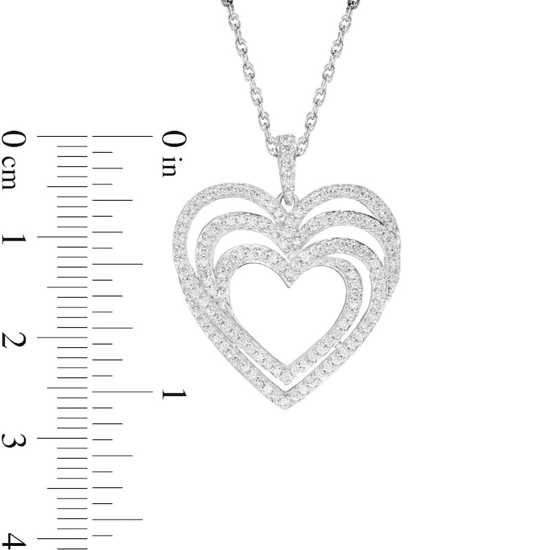 0.5 CT. T.W. Natural Diamond Triple Heart Swirl Pendant in Sterling Silver