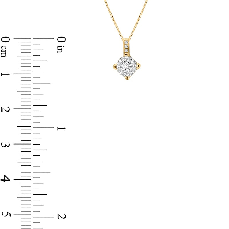 0.17 CT. T.W. Natural Diamond Frame Pendant in 10K Yellow Gold