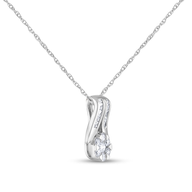 0.17 CT. T.W. Composite Natural Diamond Chevron Pendant in Sterling Silver