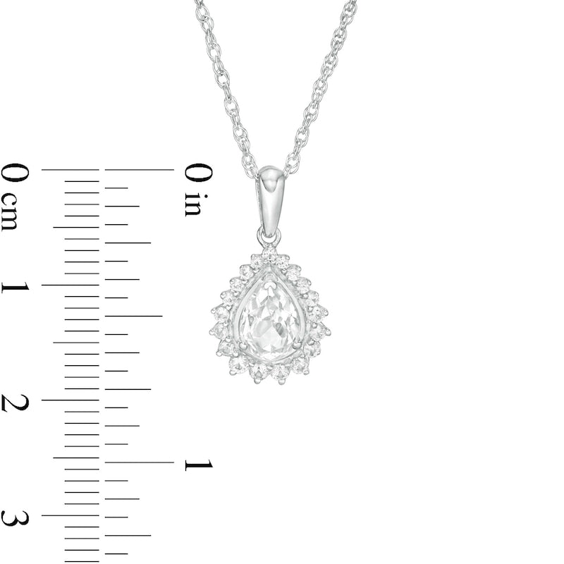 Pear-Shaped Lab-Created White Sapphire Shadow Frame Pendant in Sterling Silver
