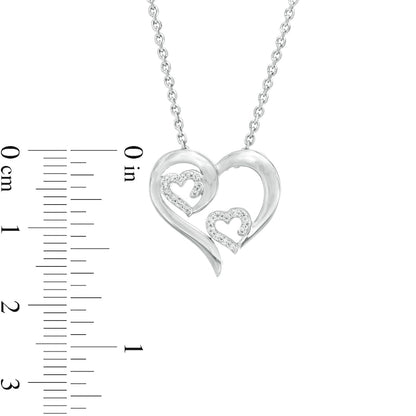 0.1 CT. T.W. Natural Diamond Triple Swirl Heart Pendant in Sterling Silver