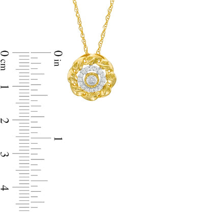 0.25 CT. T.W. Natural Diamond Flower Frame Pendant in 10K Yellow Gold