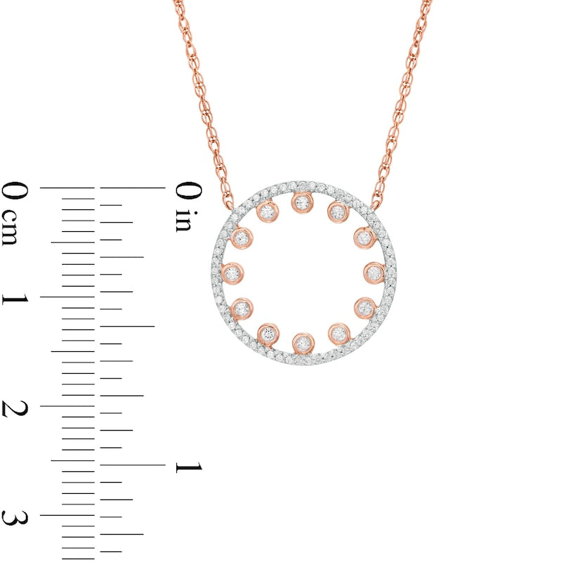 0.2 CT. T.W. Natural Diamond Multi-Circle Necklace in 10K Rose Gold