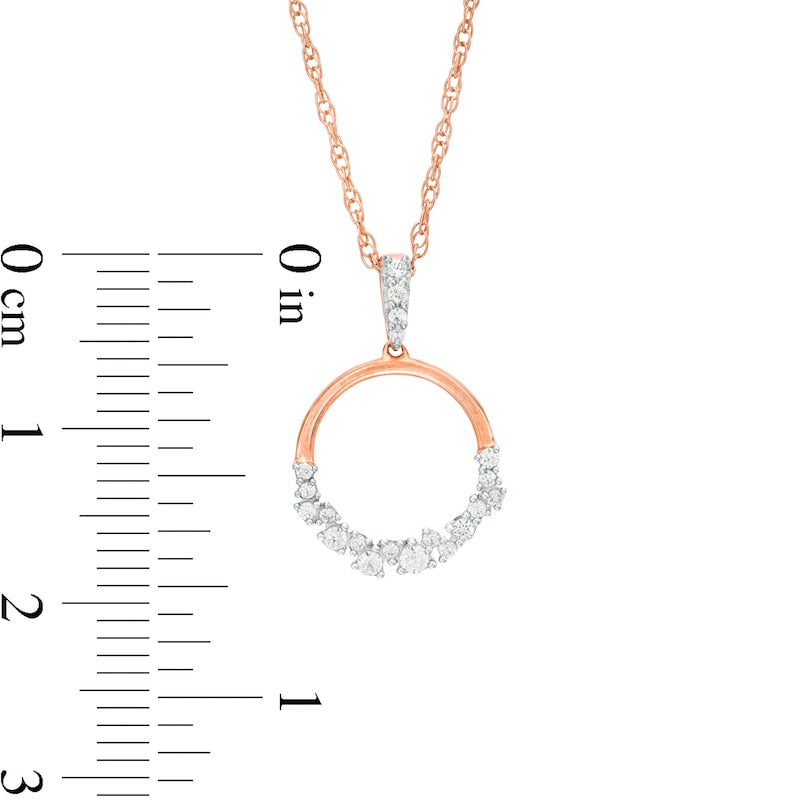 0.17 CT. T.W. Natural Diamond Scatter Open Circle Pendant in 10K Rose Gold