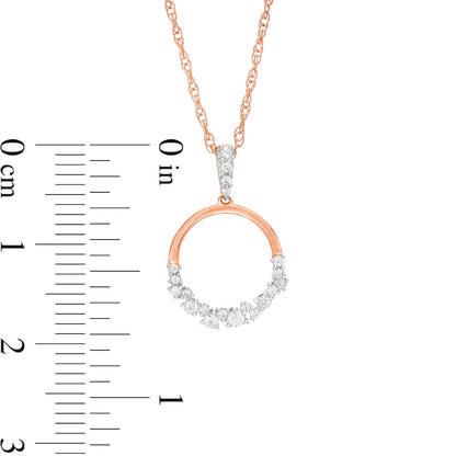 0.17 CT. T.W. Natural Diamond Scatter Open Circle Pendant in 10K Rose Gold