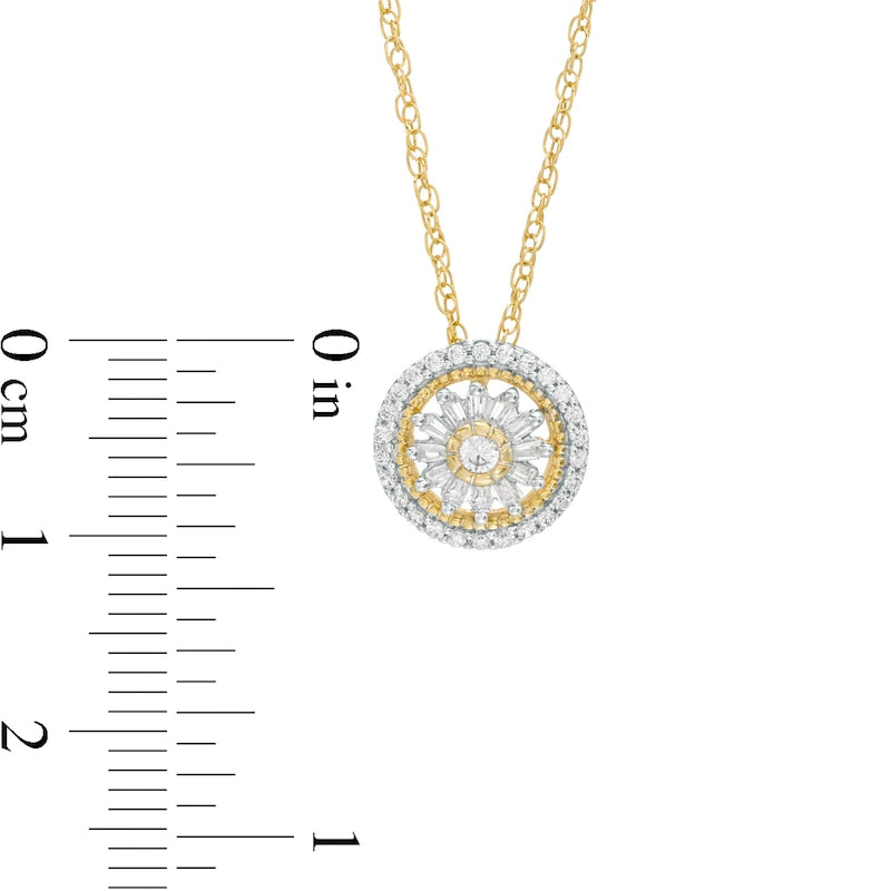 0.25 CT. T.W. Natural Diamond Double Frame Convertible Circle Pendant in 10K Yellow Gold
