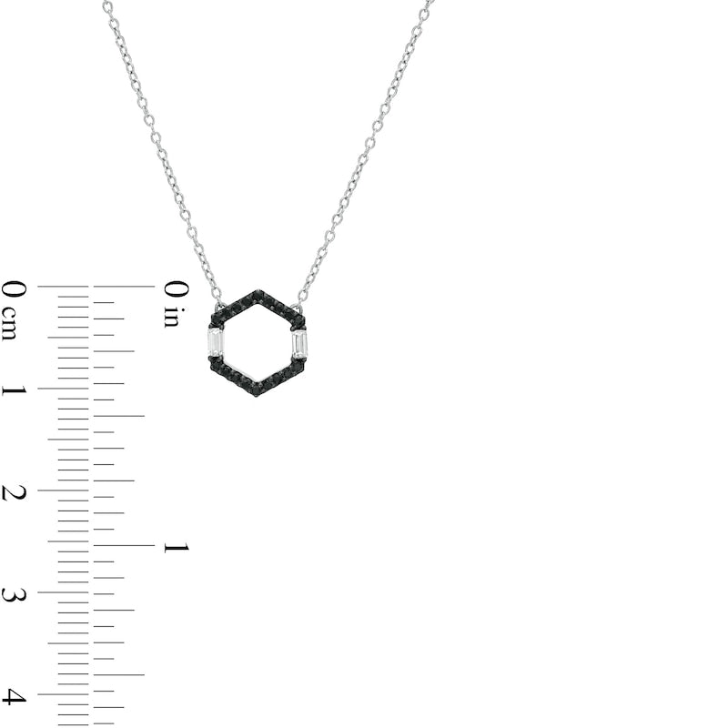 0.17 CT. T.W. Enhanced Black and White Natural Diamond Hexagon Necklace in Sterling Silver