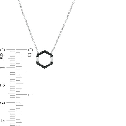 0.17 CT. T.W. Enhanced Black and White Natural Diamond Hexagon Necklace in Sterling Silver