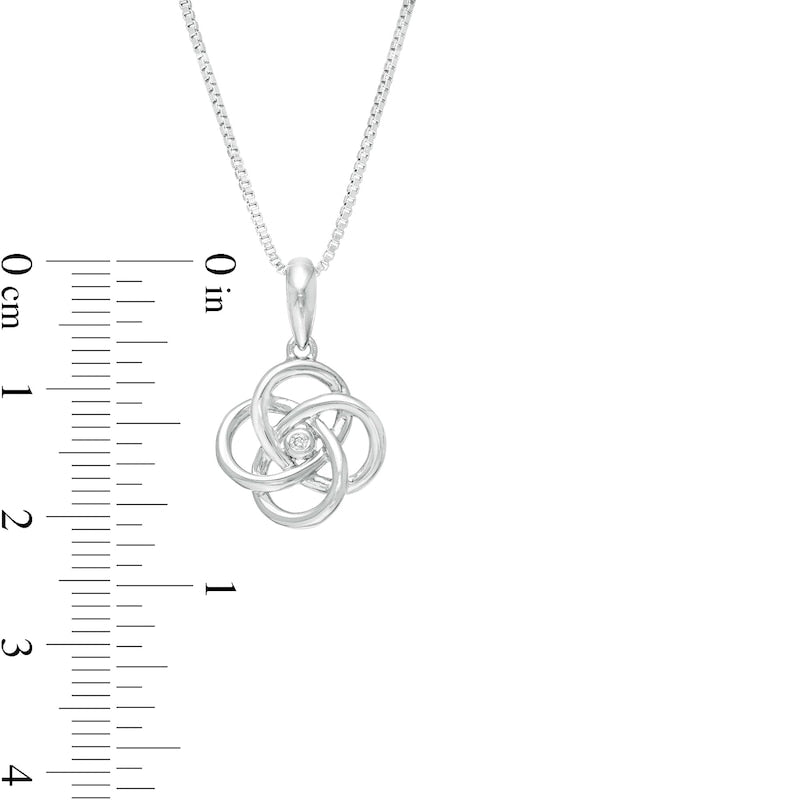 Natural Diamond Accent Solitaire Celtic Knot Pendant in Sterling Silver