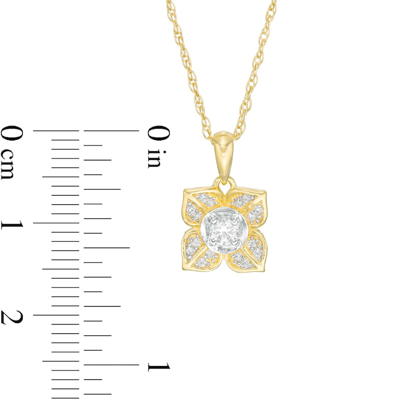 0.2 CT. T.W. Natural Diamond Flower Pendant in Sterling Silver with 10K Yellow Gold Plate