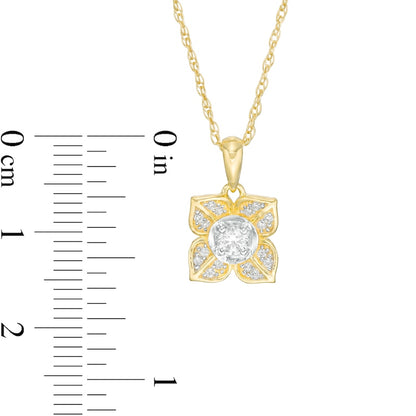 0.2 CT. T.W. Natural Diamond Flower Pendant in Sterling Silver with 10K Yellow Gold Plate