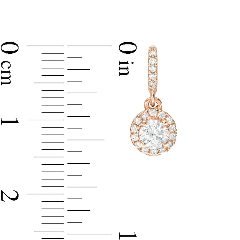 0.63 CT. T.W. Diamond Frame Drop Earrings in 14K Rose Gold