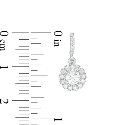0.75 CT. T.W. Diamond Frame Scallop Edge Drop Earrings in 14K White Gold
