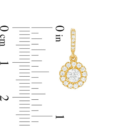 0.75 CT. T.W. Diamond Frame Scallop Edge Drop Earrings in 14K Gold