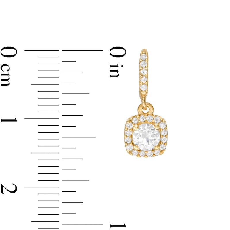 0.75 CT. T.W. Diamond Cushion Frame Drop Earrings in 14K Gold