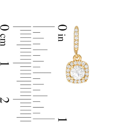0.75 CT. T.W. Diamond Cushion Frame Drop Earrings in 14K Gold