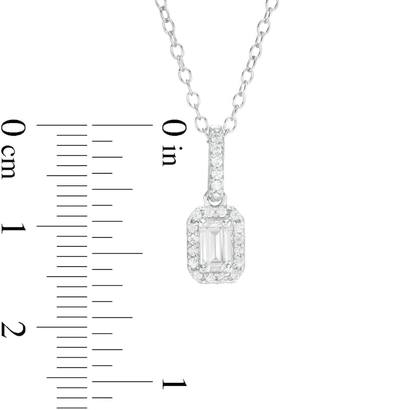 0.5 CT. T.W. Emerald-Cut Natural Diamond Frame Pendant in 14K White Gold
