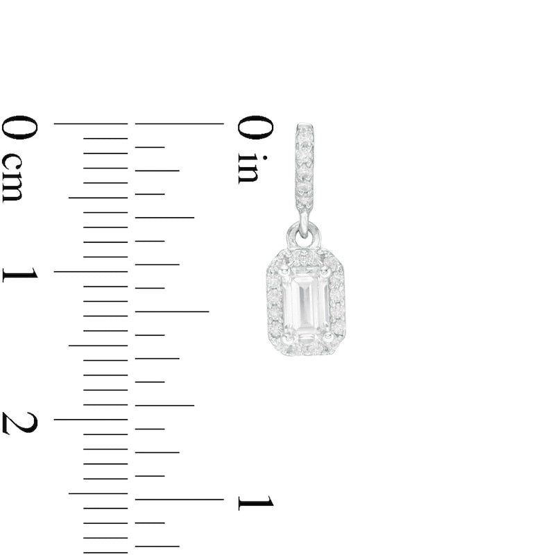 0.63 CT. T.W. Emerald-Cut Diamond Frame Drop Earrings in 14K White Gold