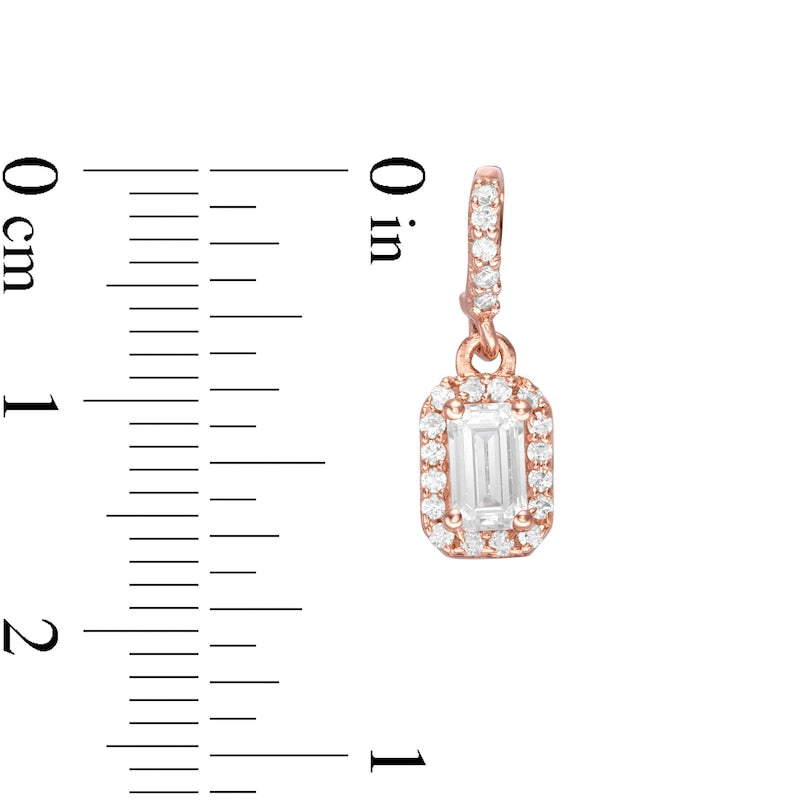 0.63 CT. T.W. Emerald-Cut Diamond Frame Drop Earrings in 14K Rose Gold