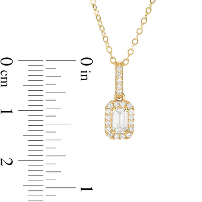0.5 CT. T.W. Emerald-Cut Natural Diamond Frame Pendant in 14K Gold