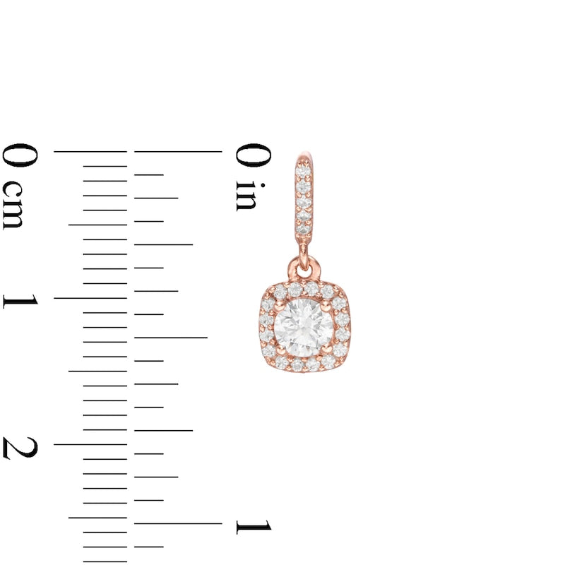 0.75 CT. T.W. Diamond Square Frame Drop Earrings in 14K Rose Gold