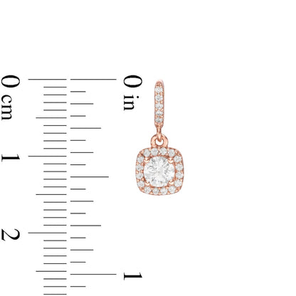 0.75 CT. T.W. Diamond Square Frame Drop Earrings in 14K Rose Gold
