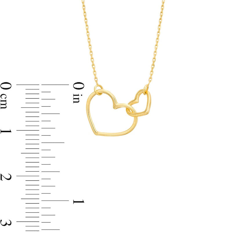 Interlocking Hearts Necklace in 14K Gold