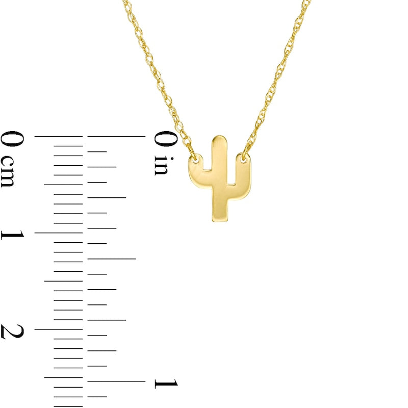 Mini Saguaro Cactus Necklace in 14K Gold