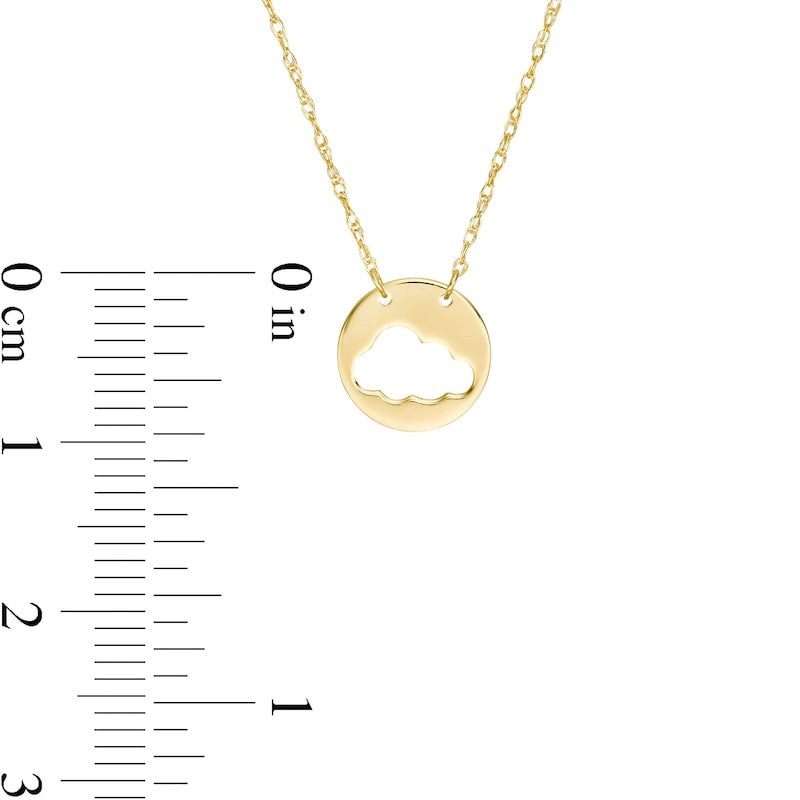Mini Cut-Out Cloud Disc Necklace in 14K Gold